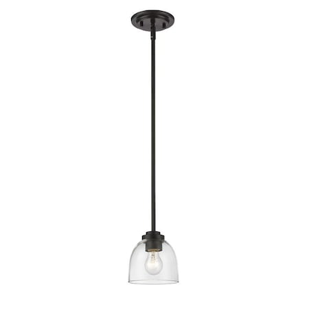 Z-Lite Ashton 1 Light Mini Pendant, Bronze & Clear 460MP-BRZ